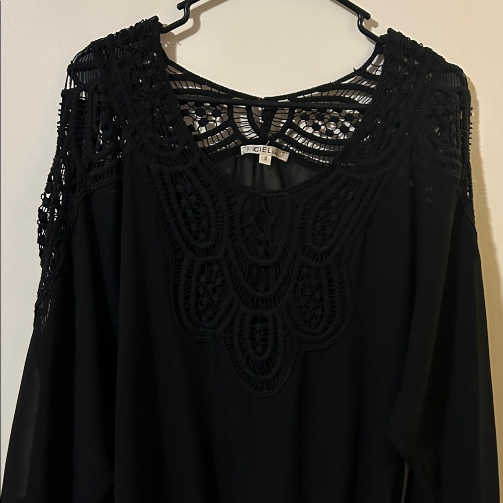 Black Lace Detail Women's Top